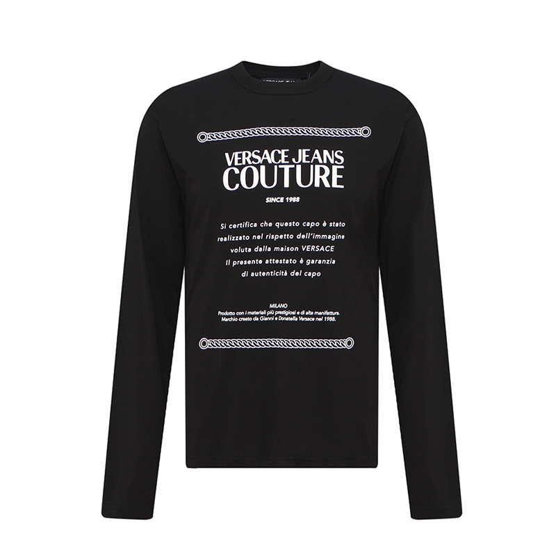 VERSACE JEANS/范思哲23秋冬新品时尚修身长袖T恤奢侈品内搭上衣