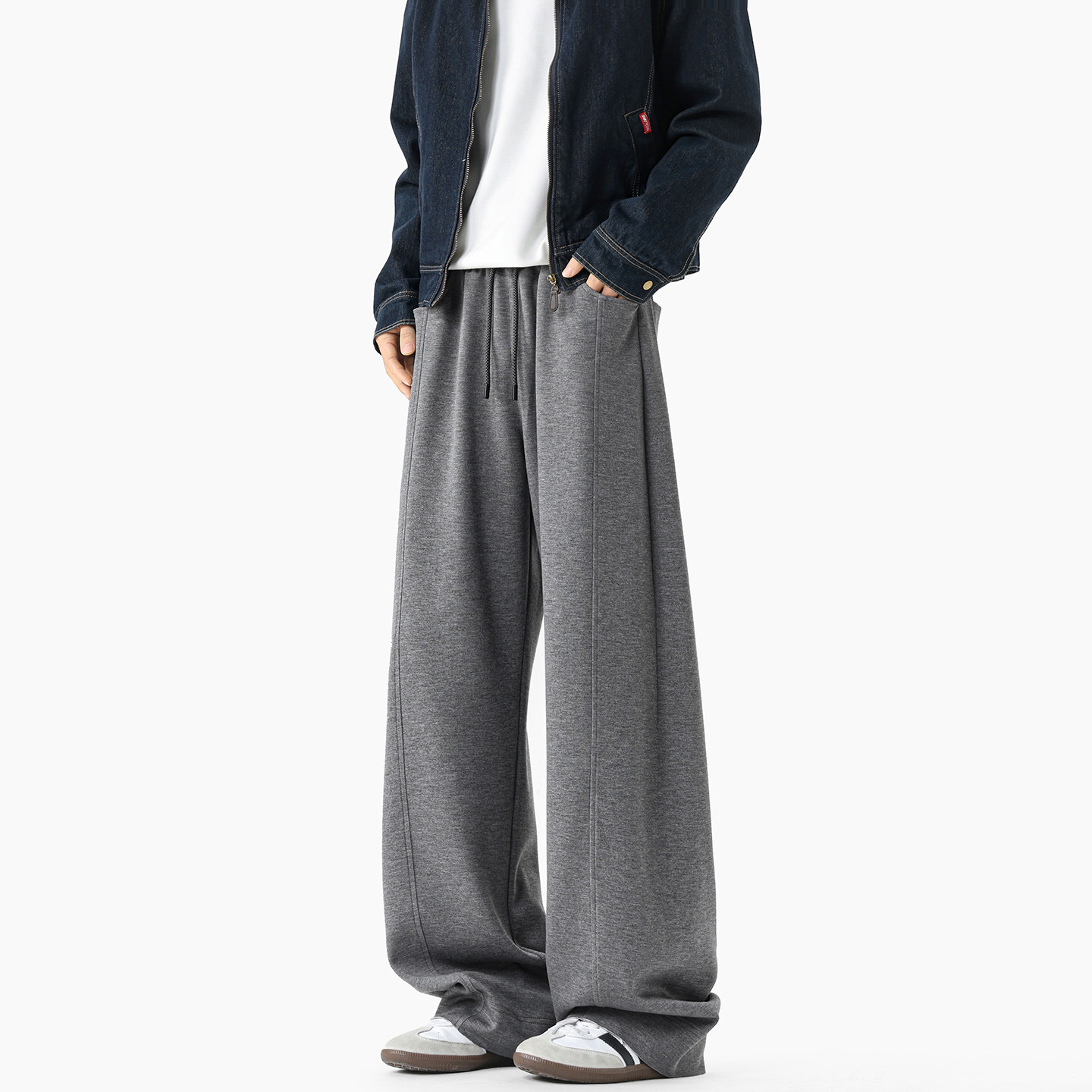 空气层重磅卫裤男款春季美式潮牌宽松休闲运动裤男士直筒阔腿裤子