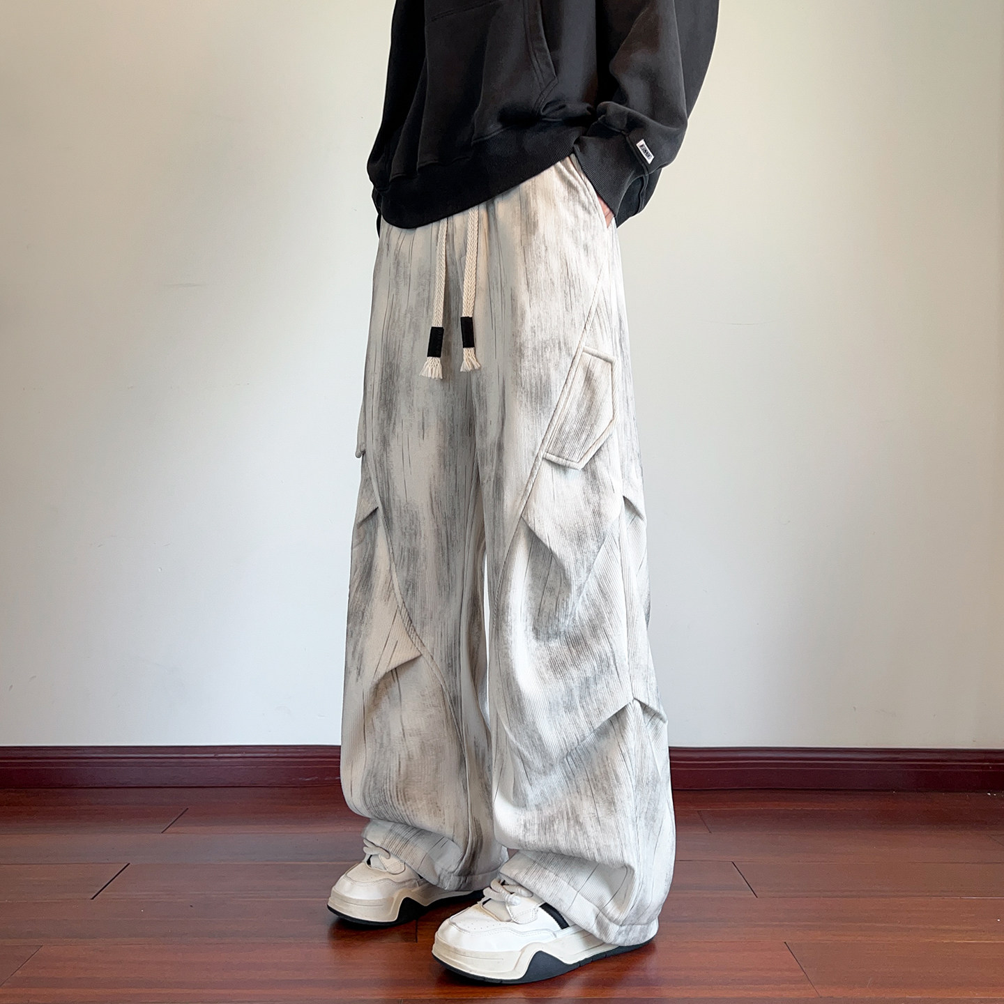 扎染卫裤男款春季青少年美式宽松休闲裤潮牌男士直筒阔腿工装裤子