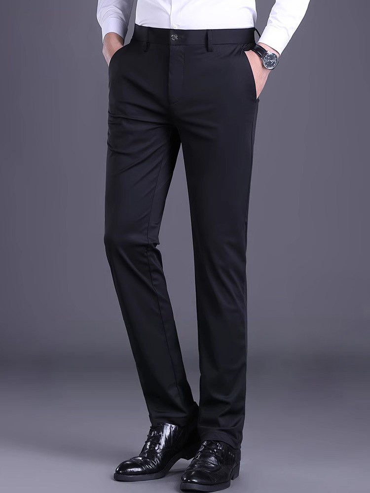 香港男士休闲裤2025春秋款直筒修身长裤子中年商务抗皱免烫西装裤