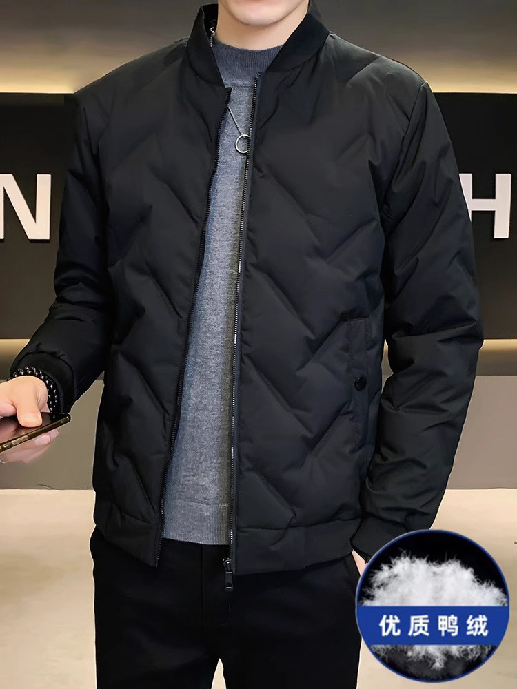 香港夹克轻薄羽绒服男士2025秋冬新款优质白鸭绒黑色无帽百搭外套