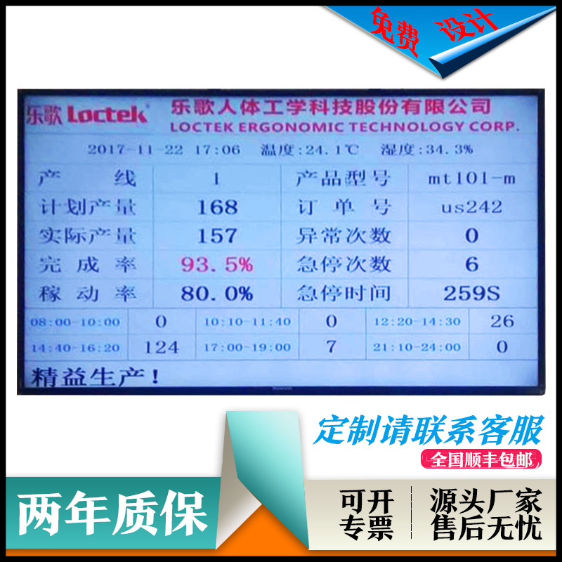 液晶生产管理电子看板可视化流水线计数进程LED显示屏MES安灯系统