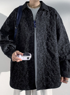 2026春款浮雕压花长袖衬衫男士高级感潮流宽松衬衣外套C22005-P50