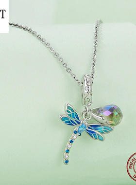 森系蓝蜻蜓S925银手链项链