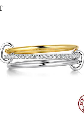 【送证书】新款三圈堆叠莫桑指环 小众时尚s925纯银叠戴戒指手饰