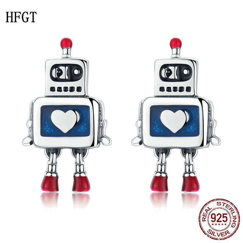 HFGT跨境S925纯银机器人耳环欧美女时尚个性滴油防过敏耳钉