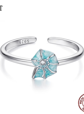 精致海螺开口戒跨境爆款可调节戒指s925纯银海洋生物饰品首饰女