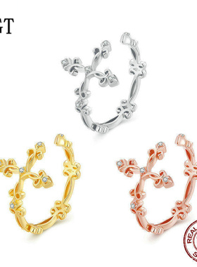 跨境藤蔓十字架戒指开口男女 欧美复古风电镀s925银戒指手饰首饰