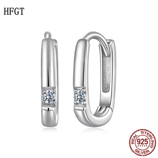 新款方形莫桑石耳扣耳环女 优雅大方s925纯银四方形几何耳环耳饰