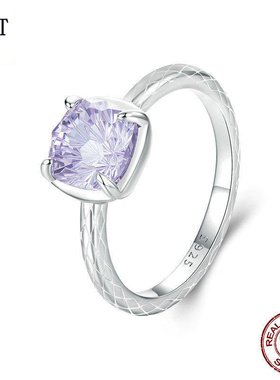 原创紫色锆石闪耀烟花戒指 优雅奢华风925纯银薰衣紫高端戒指手饰