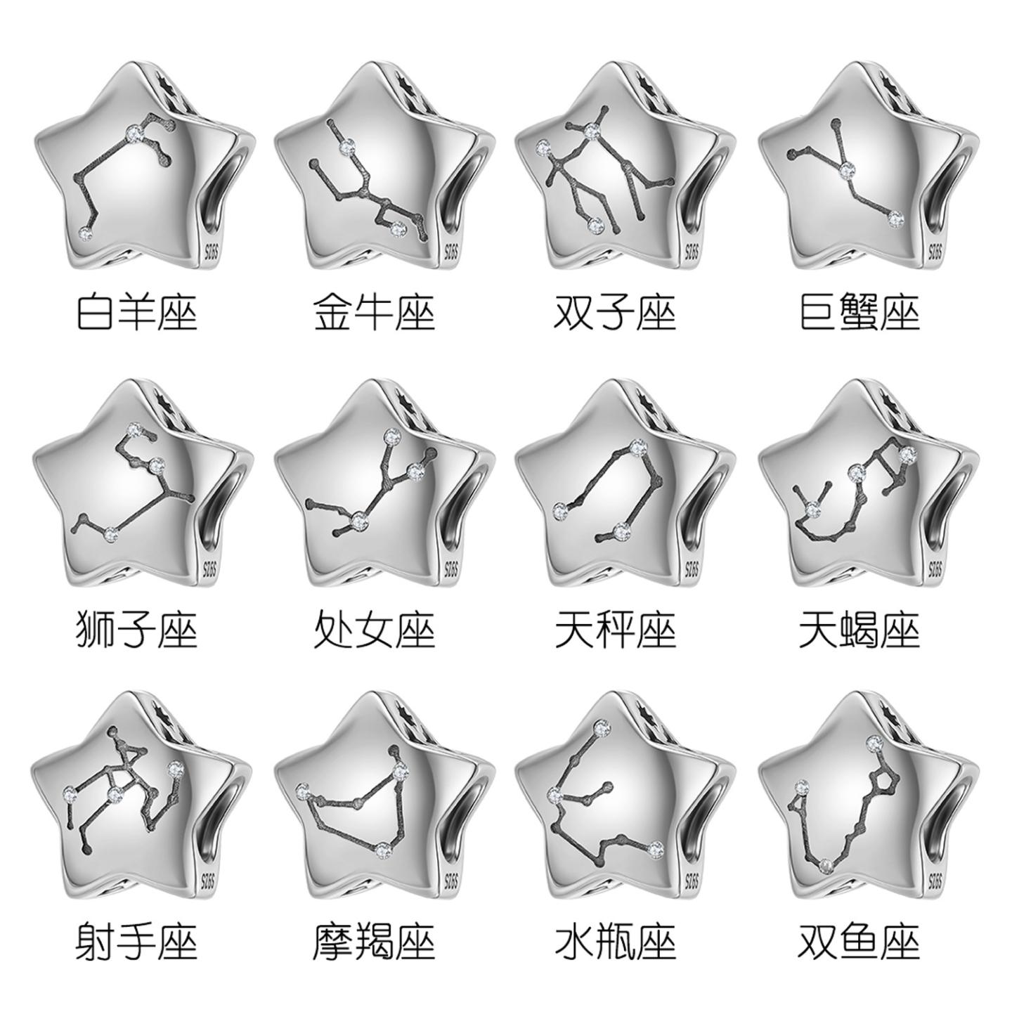 纯银五角星十二星座串珠图片