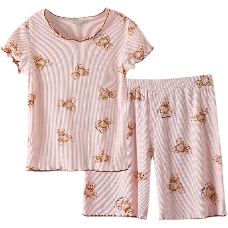 CHILDRENS PAJAMAS MODAL SUMMER THIN SHORT SLEEVE GIRLS SUMMER DRESS SET GIRLS ICE SILK SHORTS BABY LOUNGEWEAR