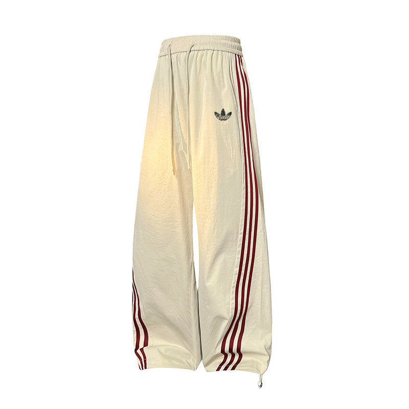 【奥特莱斯一折专区】经典条纹运动裤男女宽松直筒阔腿裤休闲裤子