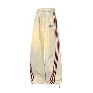 奥特莱斯一折专区 休闲裤 经典 男女宽松直筒阔腿裤 子 条纹运动裤