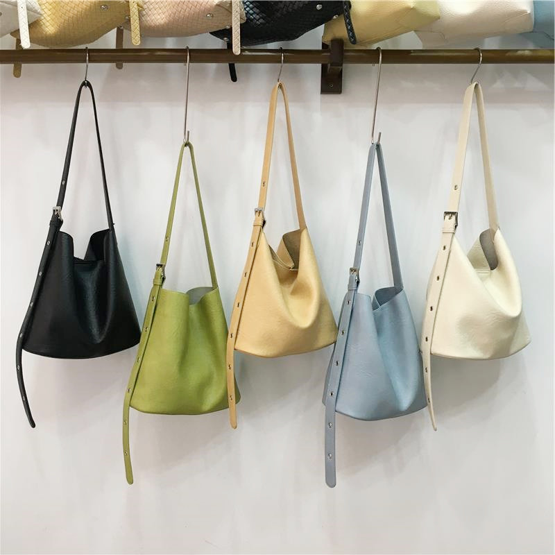 小脏柜 小众极简纯色软皮水桶包休闲日常通勤百搭单肩斜挎子母包