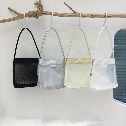 小脏柜 包包女2025新款时尚网纱水桶包休闲洋气手提包单肩腋下包