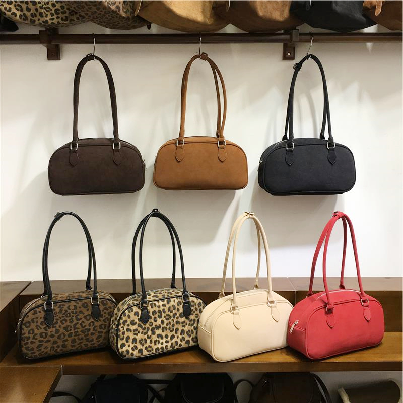 小脏柜 自制小众韩国ins秋冬新款女手提腋下包单肩保龄球波士顿包