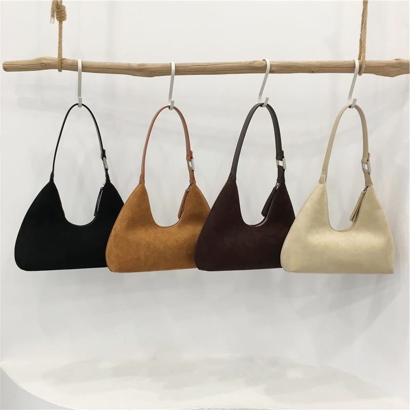 小脏柜 包包新款女小众设计复古麂皮绒手提包简约单肩腋下法棍包