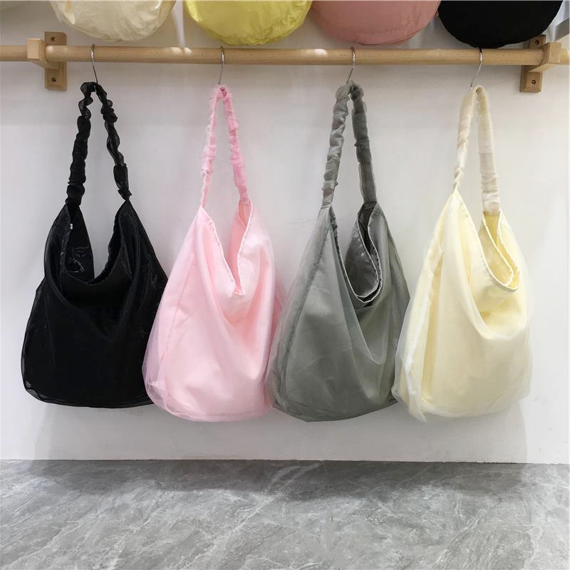 小脏柜 2025春夏新款女士仙气网纱包包大容量休闲小众单肩托特包