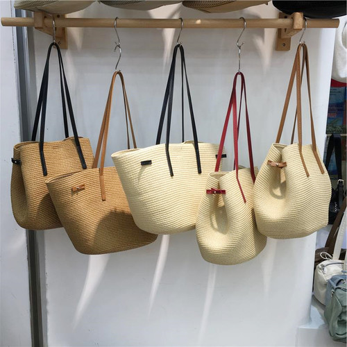 小脏柜 夏天新款法式小众草编编织包大容量休闲度假单肩腋托特包