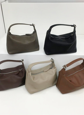 小脏柜 高级感小众植鞣软皮纯色小号手提hobo包百搭单肩斜挎小包