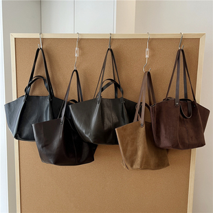 复古麂皮绒手提腋下包单肩托特包 秋冬慵懒风时尚 小脏柜 2025新款