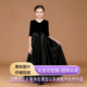 女童V领黑色礼服合唱团管乐团女童提琴儿童钢琴演奏演出服165