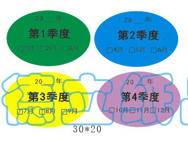 现供30*20MM彩色季度先进先出标识贴纸时间管控月份标东莞可定制