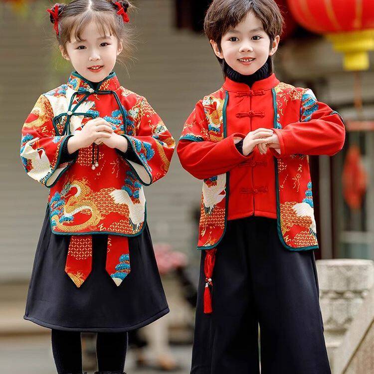 男童汉服套装儿童装秋装中式春秋款唐装国潮礼服女童表演服演出服