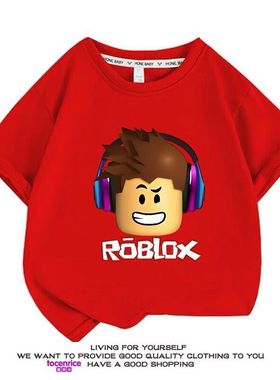 Roblox罗布乐思童装男女童纯棉卡通短袖T恤夏季半袖上衣卡通潮