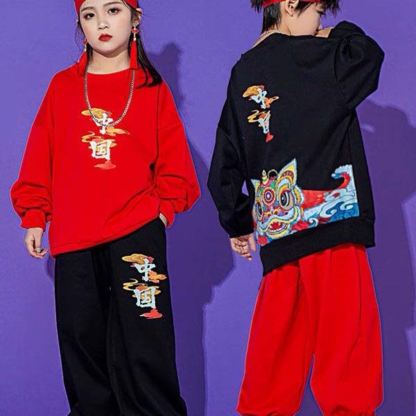 儿童中国风元旦街舞国潮演出套装男女童啦啦队表演服小学生运动会