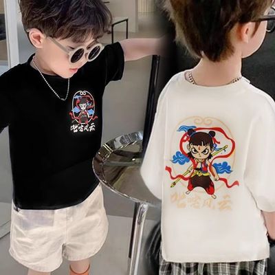 哪吒衣服儿童夏季2025新款纯棉男女小中儿童短袖新款圆领上衣t恤