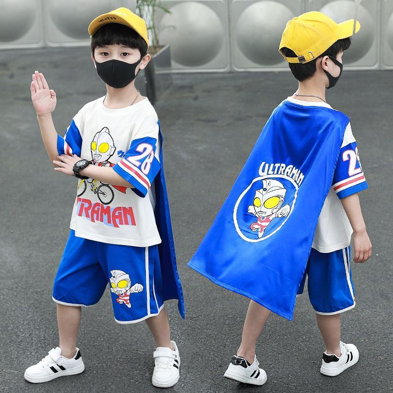 男童夏季短袖套装2025新款洋气宝宝奥特曼衣服儿童运动薄款两件套
