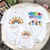 幼儿园班服短袖 t恤纯棉一家三四口母子母女家庭装 2026夏款 亲子装