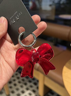 tver Acc韩国东大门细闪光蝴蝶结钥匙扣包包挂件少女感手机链裤链