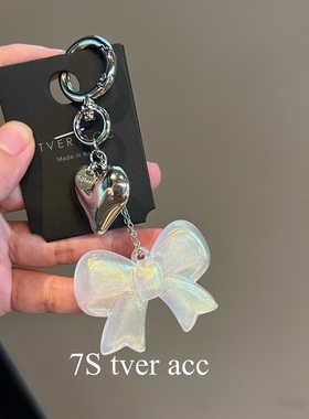 韩国进口tver acc甜美蝴蝶结钥匙扣挂件手机链包挂饰