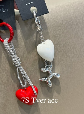 Tver Acc韩国进口气球狗爱心要挂件 红色细闪配饰钥匙扣
