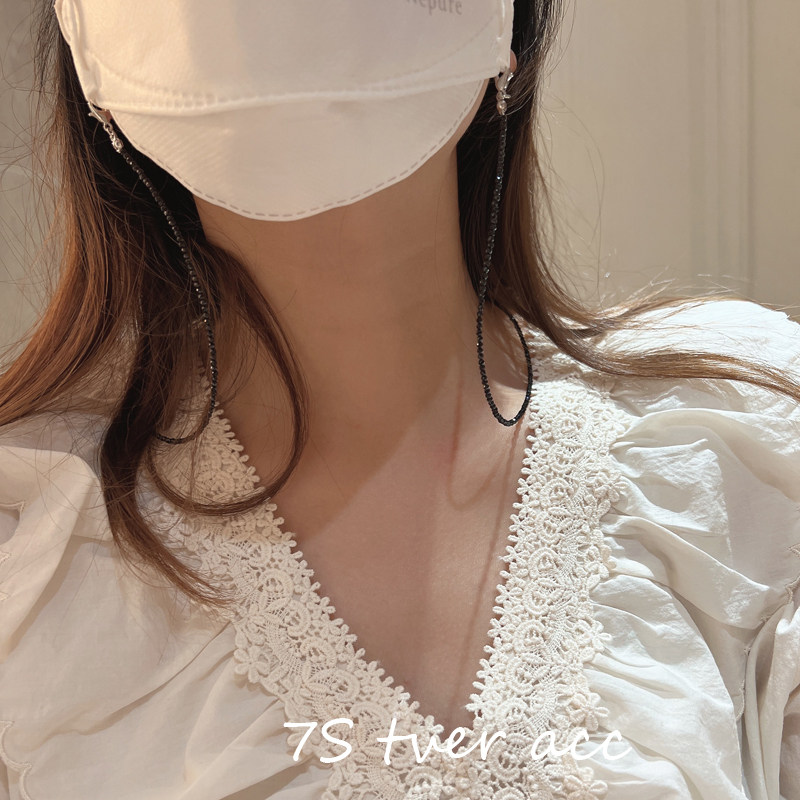 tver jewelry 黑水晶 眼镜链 口罩 耳机防丢链 超细挂脖 毛衣链