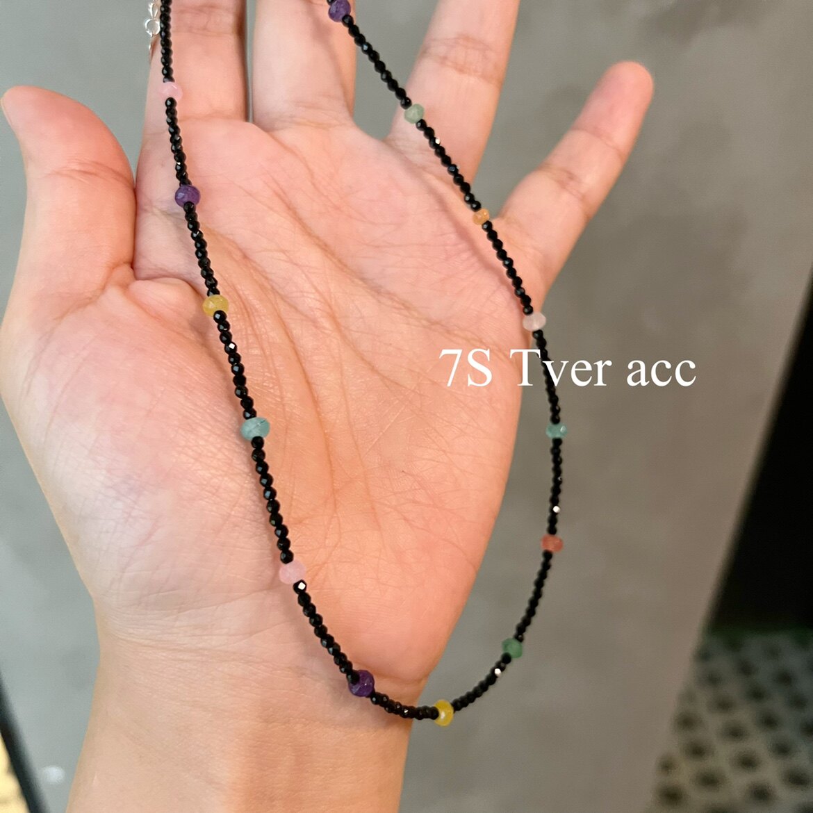 韩国进口tver acc彩色串珠项链女小众设计多巴胺百搭颈链毛衣链