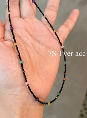 韩国进口tver acc彩色串珠项链女小众设计多巴胺百搭颈链毛衣链