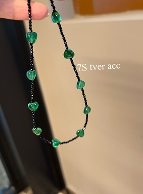 【现】tver Acc韩代绿藤青爱心项链 锁骨链 低调 可叠加戴