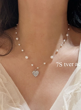 温柔施家爱心 韩国进口ins风项链女碎钻 百搭高级感锁骨链短链