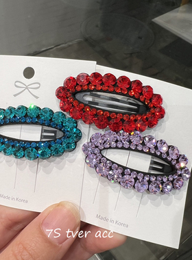 【现货】tver Acc韩国东大门精致水钻刘海夹发饰 少女新年红色