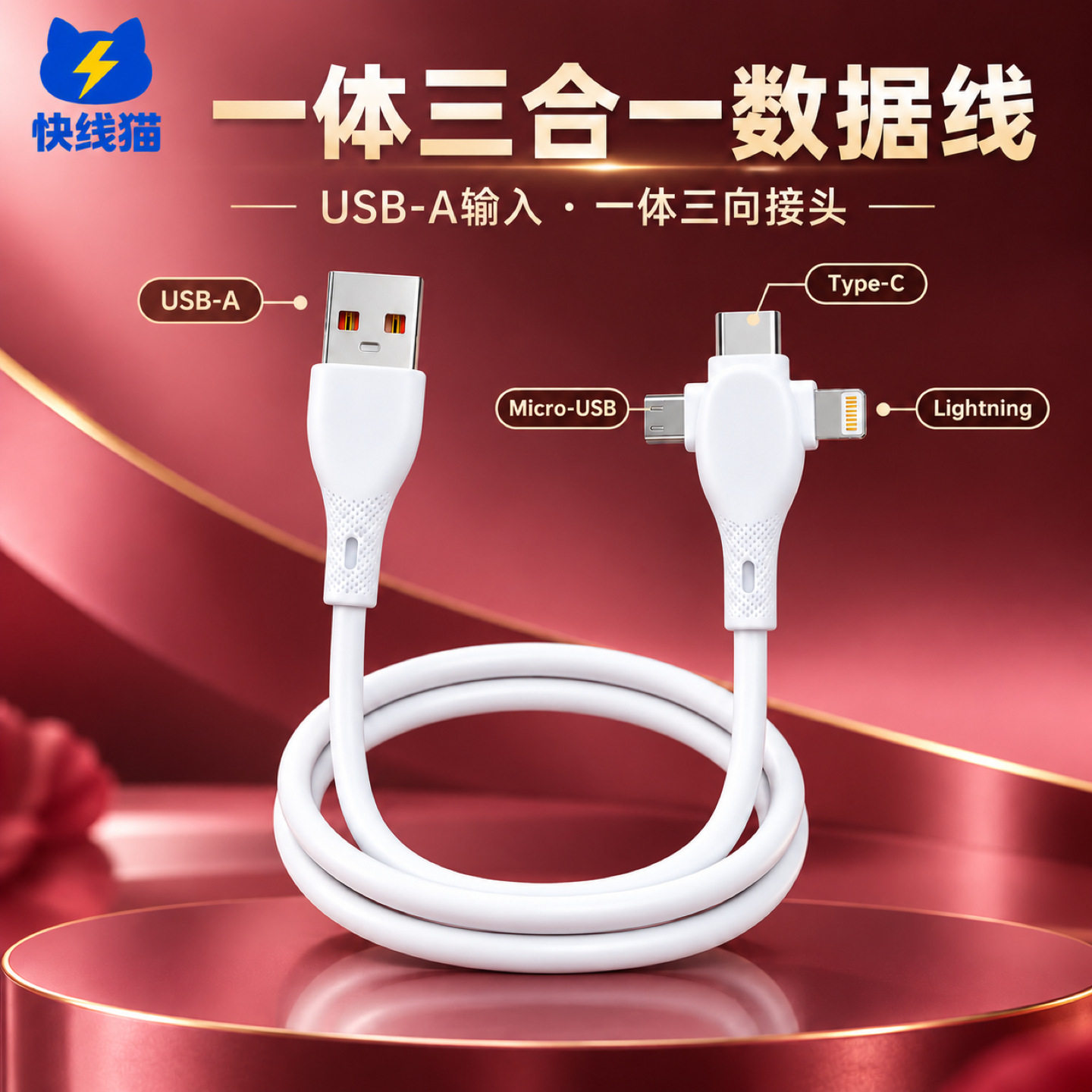 同壳三接口白色数据线