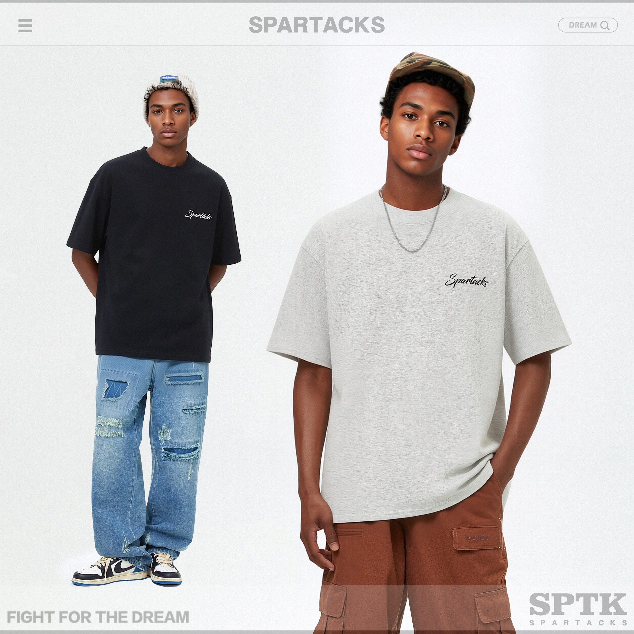 spartacks美式圆领短袖t恤男夏季新款百搭潮牌宽松情侣纯棉半袖