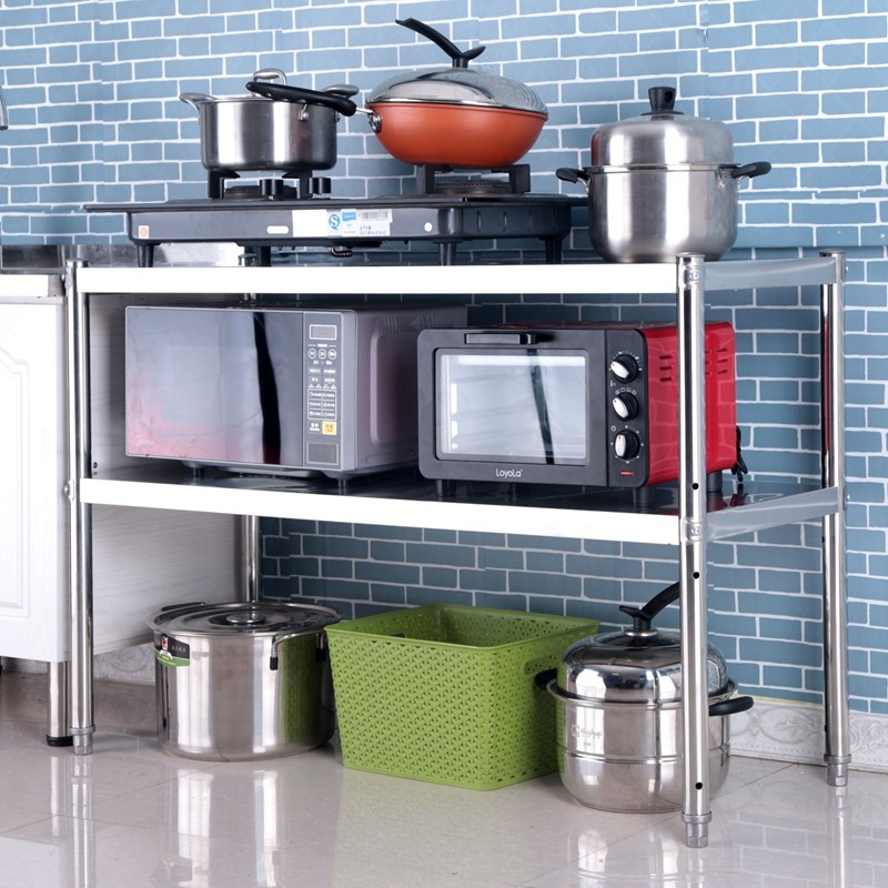 厨房置物架二层不锈钢台面收纳整理微波炉落地架子煤气灶灶台支架,厨房/烹饪用具,厨房置物架/置物柜/角架,淘宝优惠券,粉丝福利购,淘宝优惠卷