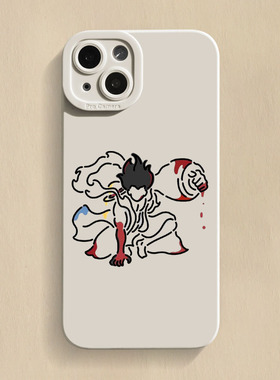 四档路飞15手机壳iPhone14Promax套13新款112Pro网红卡通x简笔画xr小众不撞款xsmax创意个性8p硅胶7p适用mini