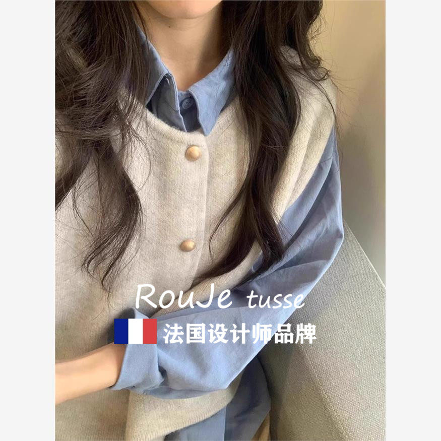 Rouje tusse针织马甲羊毛开衫外套女秋冬叠穿羊绒毛衣背心无袖潮