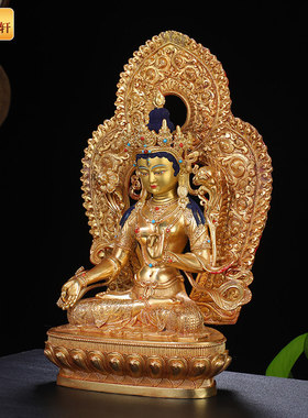 白度母佛像摆件纯铜全鎏金仿尼泊尔藏传密宗佛台供奉观音菩萨佛像