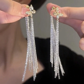 银针新款 潮高级感精致轻奢蝴蝶银河瀑布流苏耳环百搭气质时尚 耳饰